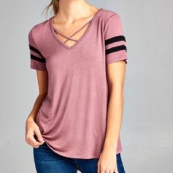 Last 1 (s) HP🎉Dusty Mauve criss cross tunic top - Picture 2 of 7
